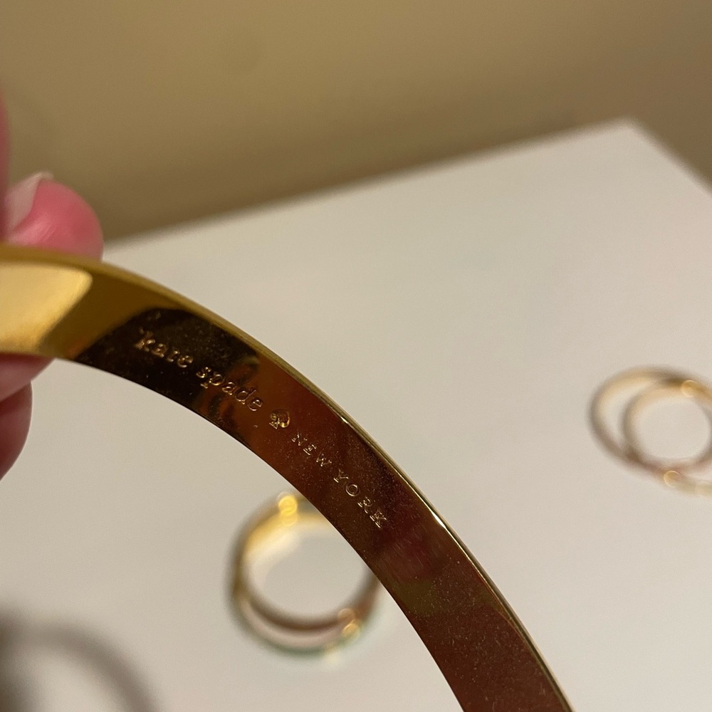 3 Kate Spade Gold and Colorful Spade Bangles - Picture 3 of 3